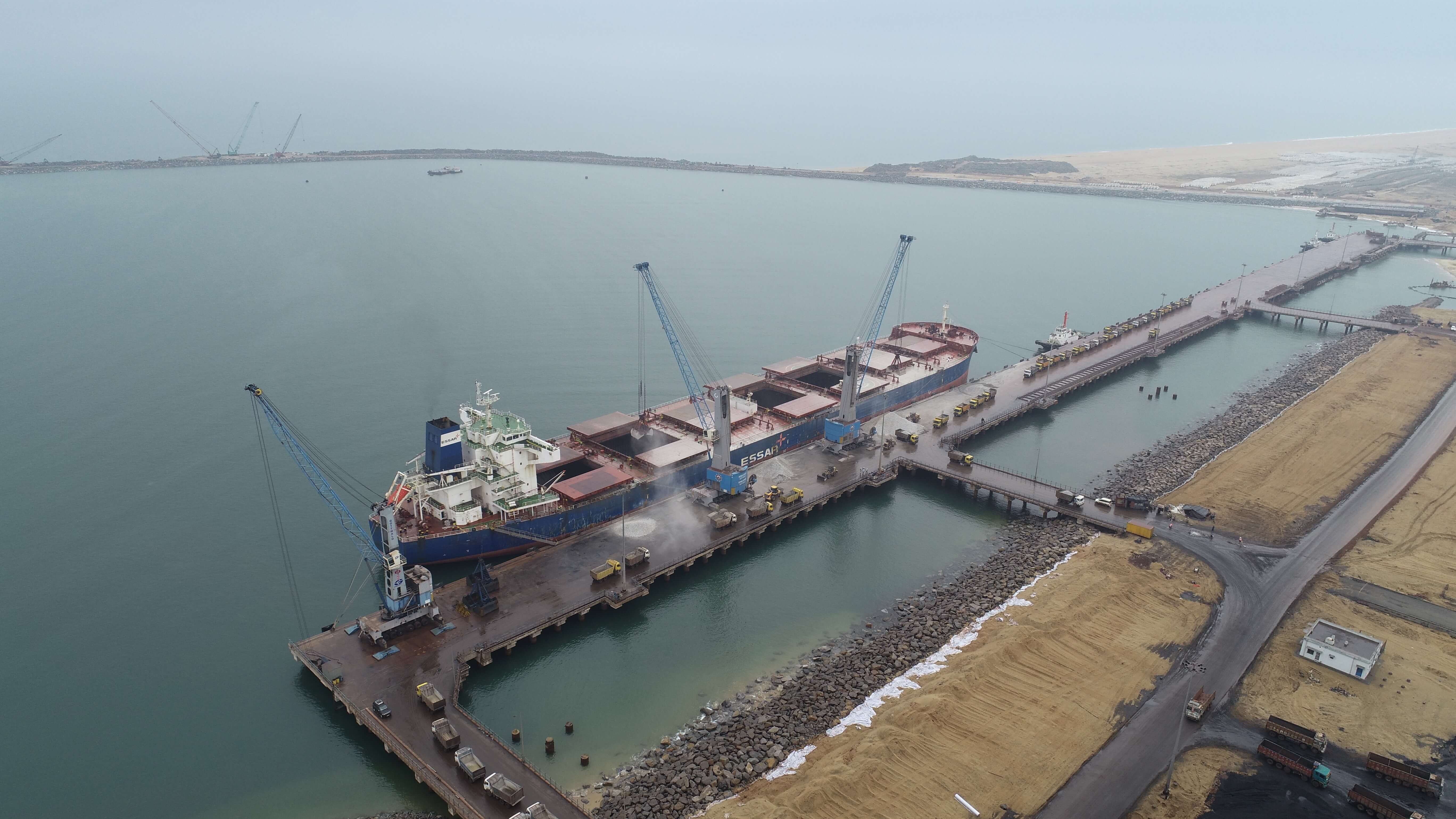 The port is capable of berthing capesize vessels of up to 1,05,000 DWT and vessels up to 14.5m