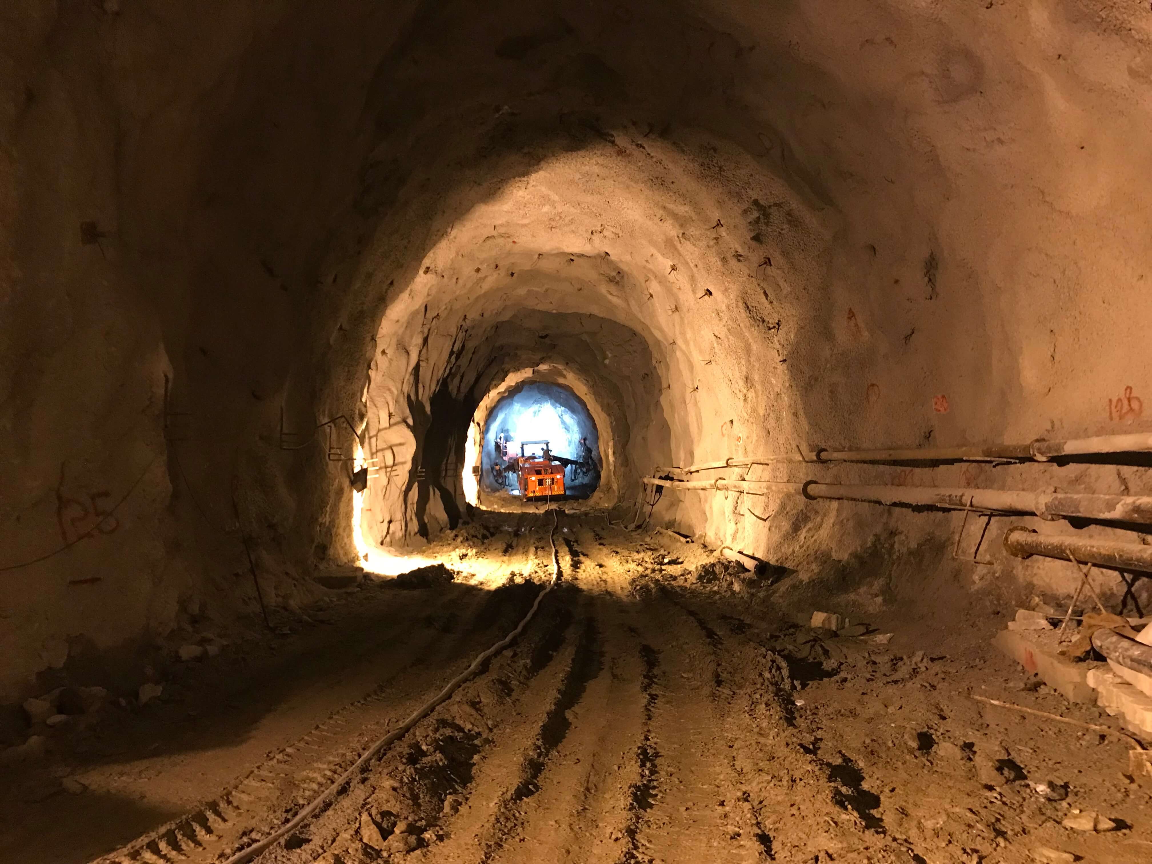 The path from the adit to valve house; The size of underground valve house is 101.5m x 8m x 18.8m