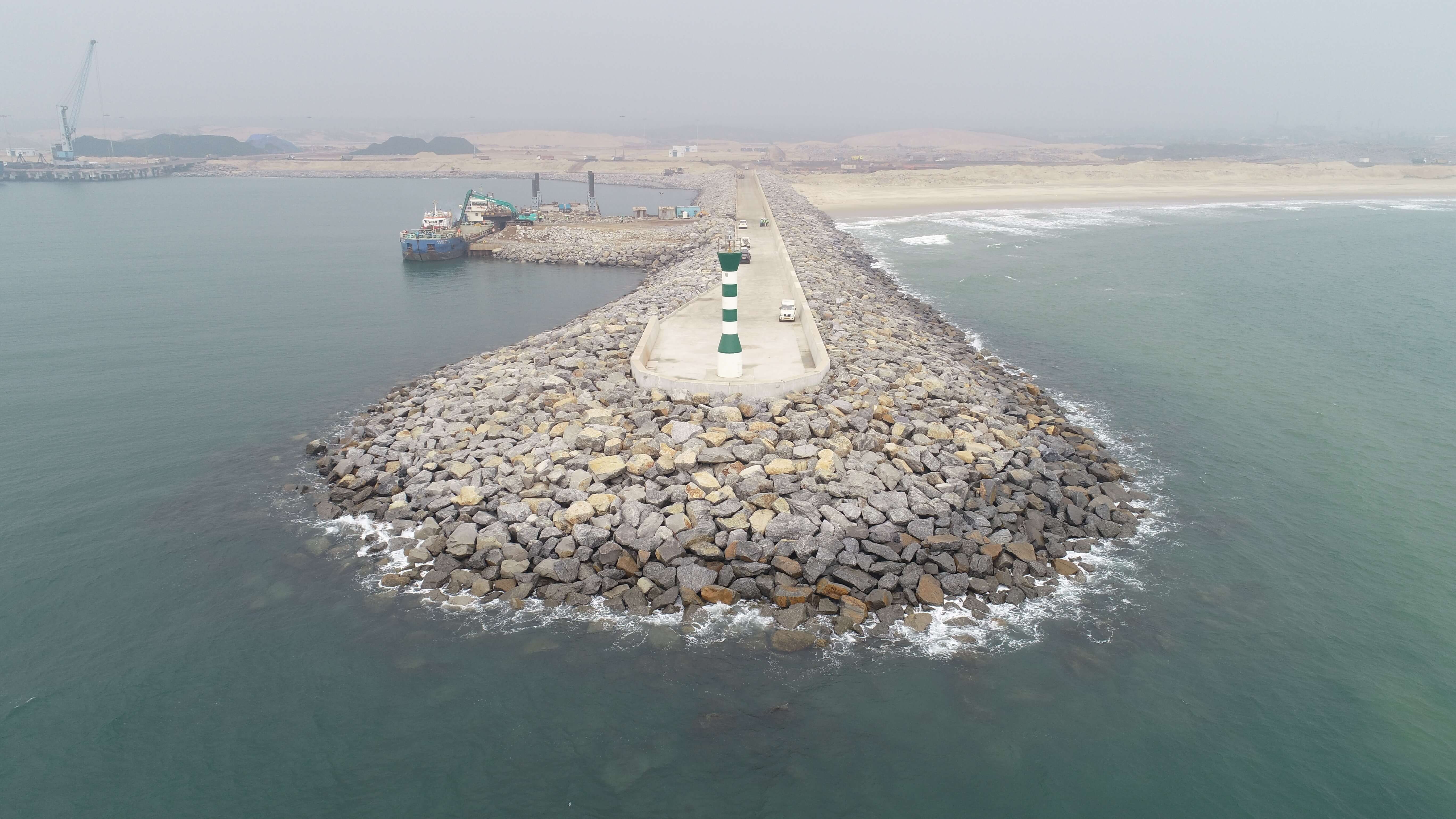 The intermediate breakwater was constructed by Afcons within a year