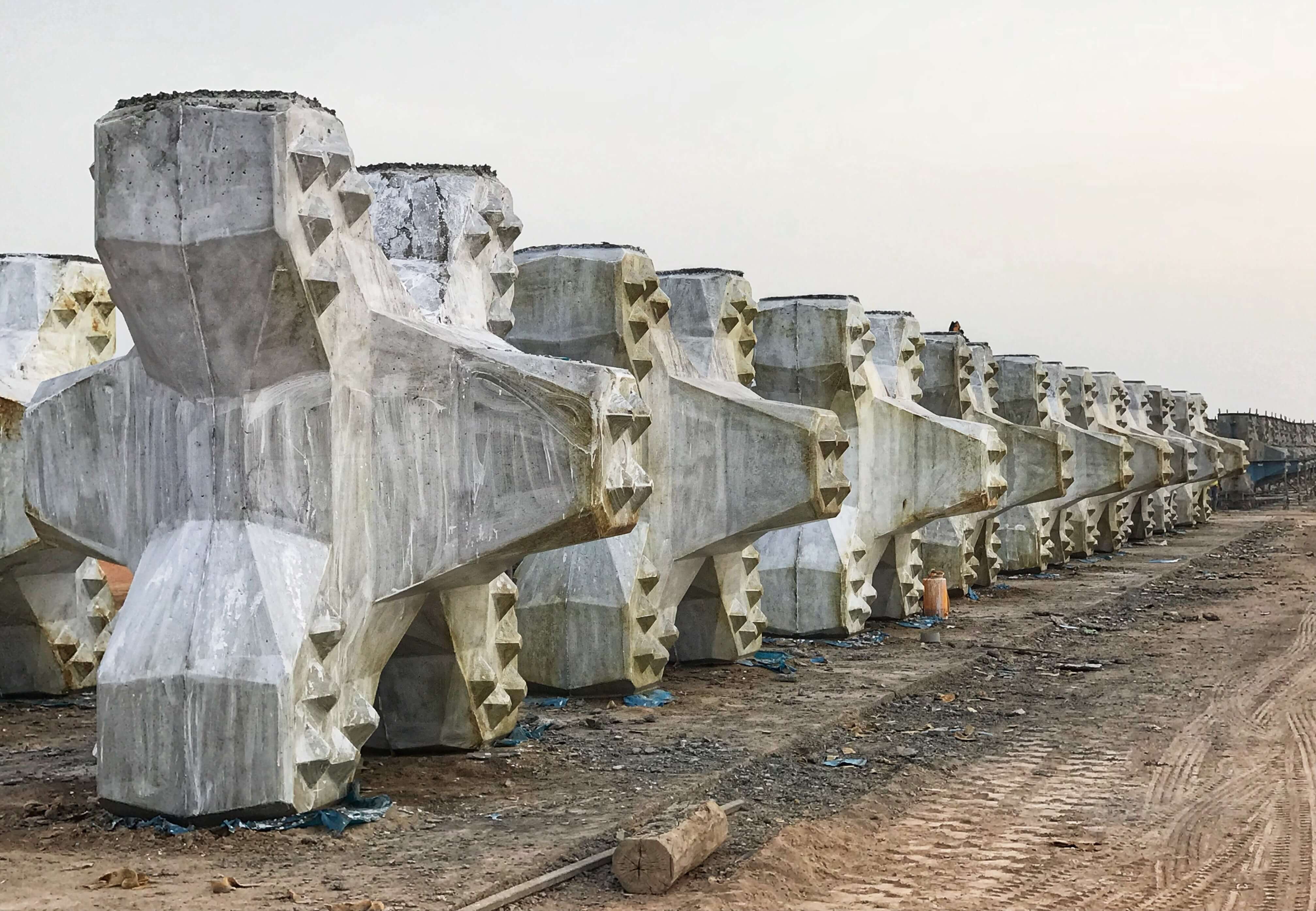 Around 10,837 accropodes were required for south breakwater, which were manufactured at site in just 11 months;<br />Type-II accropodes are used for the first time in India