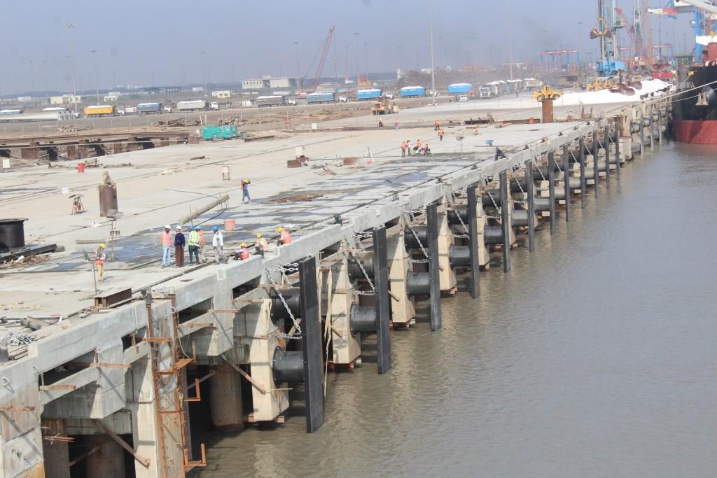 The wharfs of both the berths are 300m X 50m in size