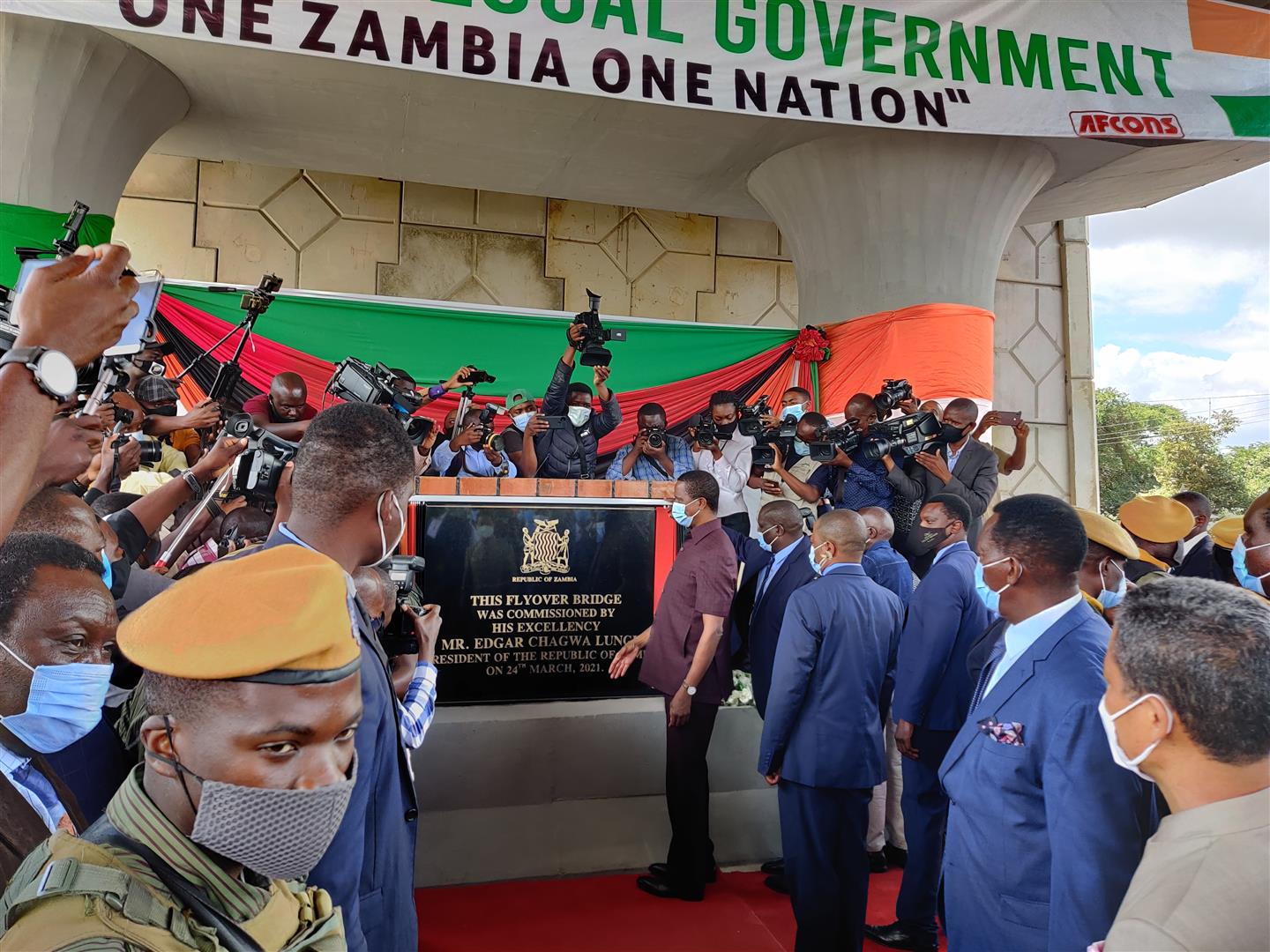 Honourable President of Zambia, His Excellency Edgar C Lungu commissioned the Munali Flyover on March 24, 2021