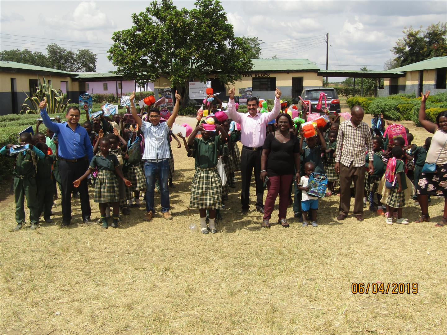 The Zambia team distributed school bags, stationary, tiffin boxes, water bottles and confectionaries in Human Service Trust School, Lusaka