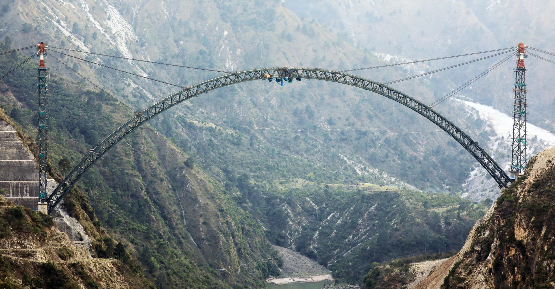 チェナブ鉄道<br/>橋、インド