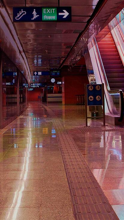 Metro del aeropuerto de Delhi,<br>estación subterránea