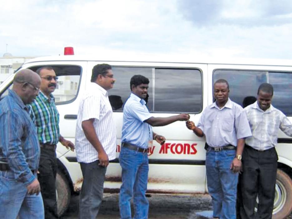 Afconians donate an ambulance to a local community in Liberia