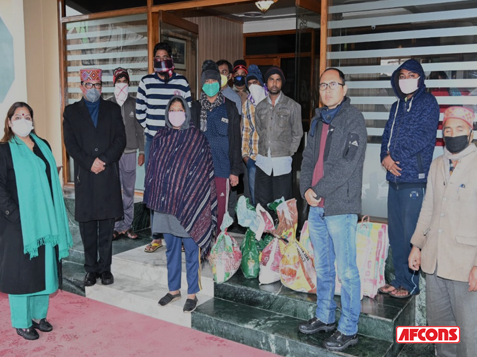 Food and grocery distribution among locals near project site at Himachal Pradesh