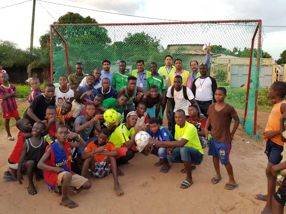 To promote sports in Guinea, Afcons sponsors a local football team, and provides equipment and training kits to the players.