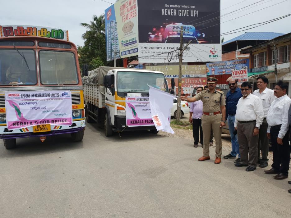 Relief material flagged off for flood affected areas in Kerala in 2018