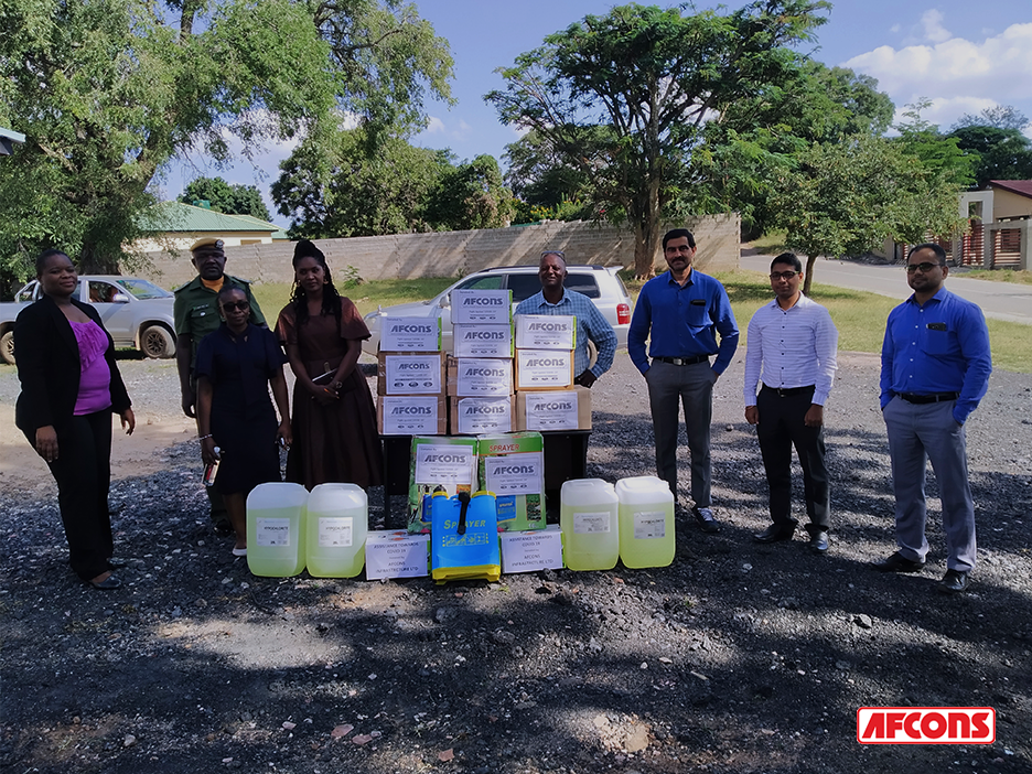 Distribution of disinfectant and Covid19 relief material in Zambia