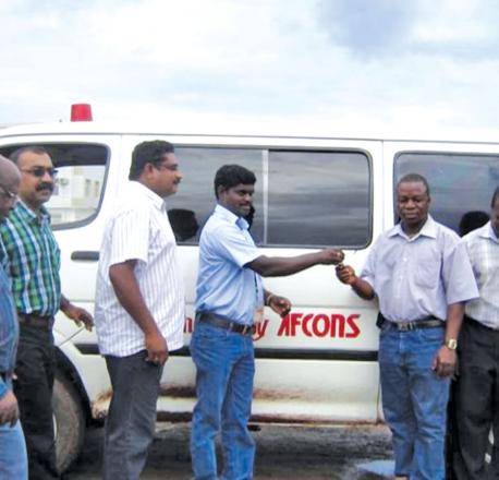 Afconians donate an ambulance to a local community in Liberia