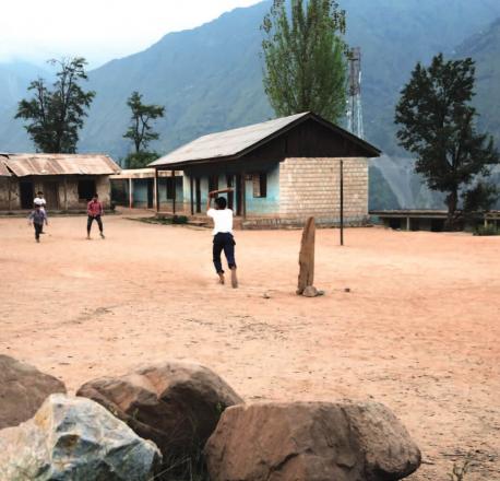 Children play in a ground refurbished by Afcons