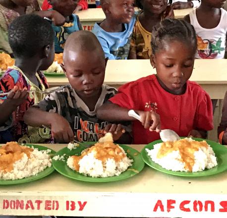 Felecia Sackey Doe-Sumah, Assistant Minister for Bureau of Basic and Secondary Education, Liberia, thanks Afcons for the voluntary meal programme started to bring in more kids to schools