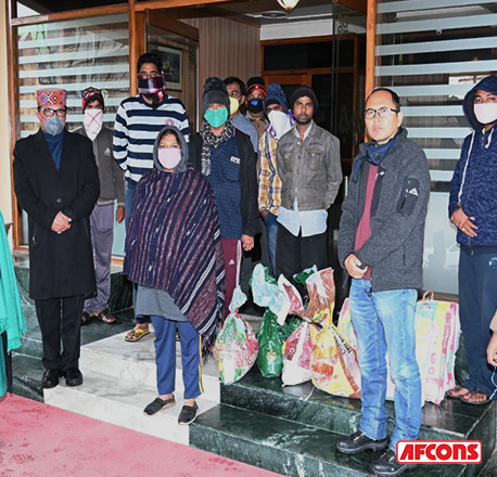 Food and grocery distribution among locals near project site at Himachal Pradesh