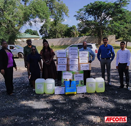 Distribution of disinfectant and Covid19 relief material in Zambia